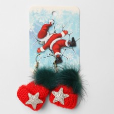 Rat earrings are soft, red-green color
