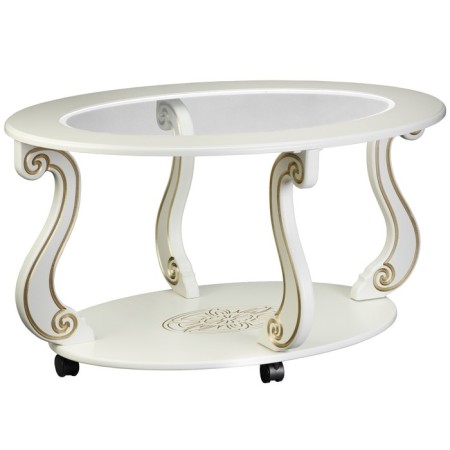 Coffee table on wheels Ovation (C), 900x615x490, ivory/gold