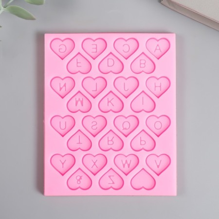Mold Silicon "Hearts with letters" 9.5x12 cm