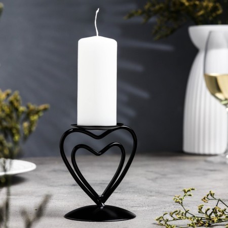Glamur candlestick metal per 1 candle, 9x10.2 cm, black