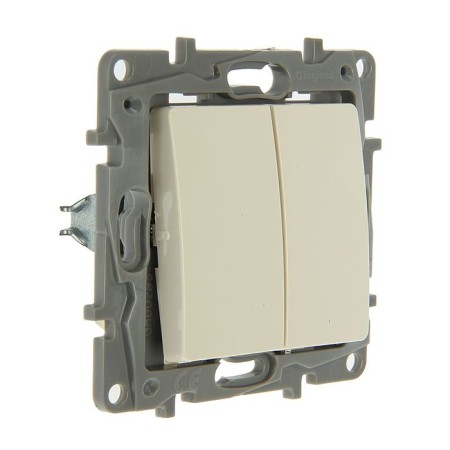 Switch Legrand Etika 672302, 10 A, 2 keys, hidden, ivory