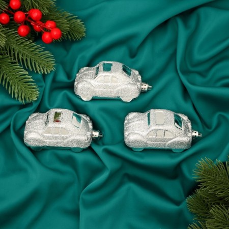 Set of jewelry plastic 3 pcs "Machines" 9x3.5 cm, silver