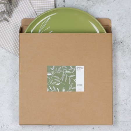 Ceramic plate "Olive", 26.5cm, green color-6