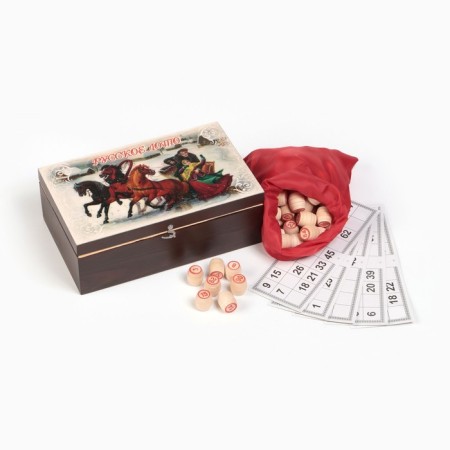 Russian lotto wooden, gift, a desktop game in the box "Fun", a card 22 x 8 cm-3