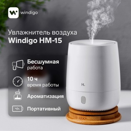 Windigo HM-15 air humidifier, ultrasonic, 120 ml, 5 W, USB Type-C, backlight