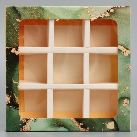 Box for sweets, confectionery packaging, 9 cells, “beloved teacher” 14.5 x 14.5 x 3.5 cm-3
