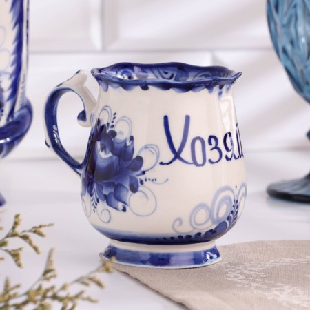 Mug "Morning Morning", 0.3 l, 11x12 cm, gzhel, porcelain-1