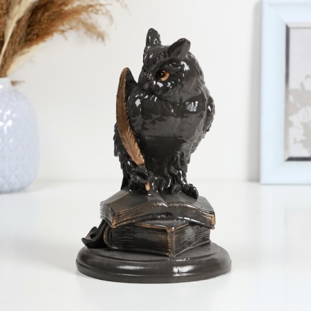 Pigger "Owl on the book" Gray bronze, 21cm-2