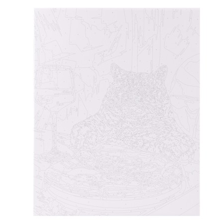 Picture on numbers on a canvas with a subframe of a “cat at dinner”, 40 x 50 cm-1
