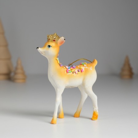 Souvenir Polystone Suspension "Deer in the Crown, with sprinkling" 7.5x3.5x10.5 cm-1