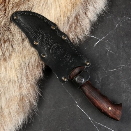 Caucasian knife, tourist "Caspian" with scabbard, steel - 40x13, handle - nut, 13.5 cm-4