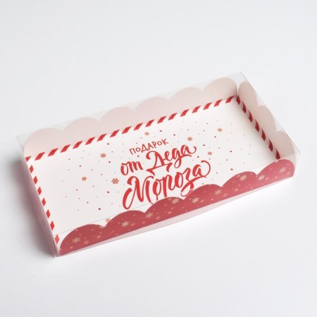 Box for confectionery with PVC lid "Gift from Santa Claus", 10.5 x 21 x 3 cm, New Year-2