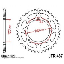 The rear driven star JTR487 for a steel motorcycle, chain 520, 44 teeth