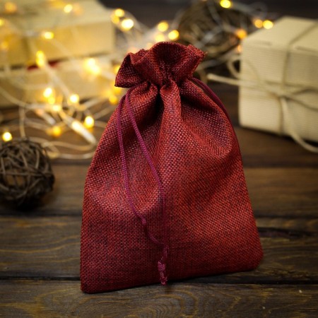 Gift bag from canvases, red, 15 x 21 cm