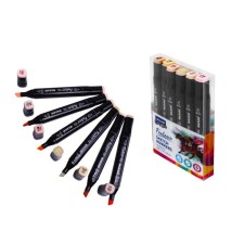 MARKERS for sketching bilateral Mazari Fantasia, 6 colors, Skin Colors (bodily colors)