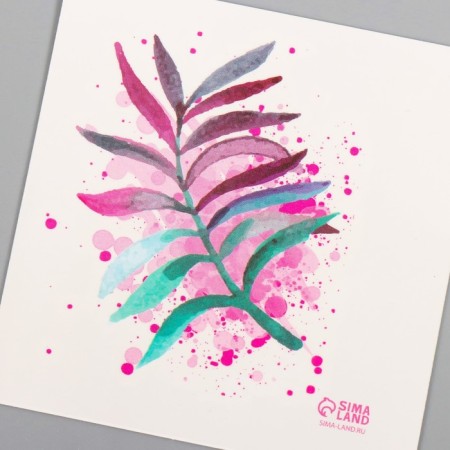 Tattoo on the body color "watercolor. Branch" 6x6 cm-5