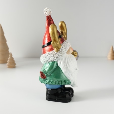 Suvenir Polystone "Santa Claus in a cap with horns, with a Christmas ball" 11x9.5x21 cm-2