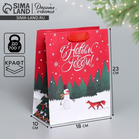 Craft vertical package "New", MS 18 x 23 x 10 cm, New Year