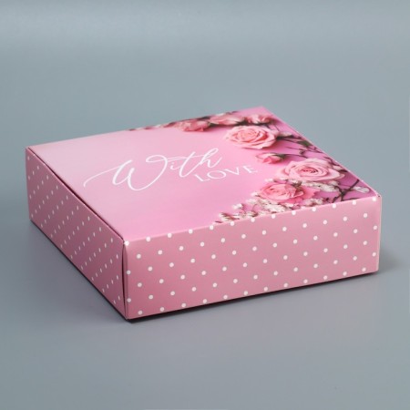 Gift folding box, packaging, “with love”, 16.5 x 16.5 x 5 cm-1