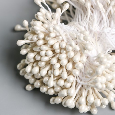 Stamens for flowers "droplets gloss white" set 300 pcs length 6 cm-2