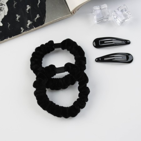 Hair set "Gloria Tenderness" (2 gum 5.5 cm, 2 invisibility 5 cm) black-1