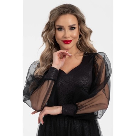 Female dress, size 42, black color, pink-7