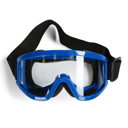 Glass-mask for motorcycle driving, transparent glass, blue color