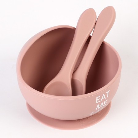Baby plate on a suction cup and cutting devices M&B, dusty rose, shade mix-5