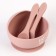 Baby plate on a suction cup and cutting devices M&B, dusty rose, shade mix