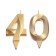 Candle in the cake jubilee "line" (set 2 in 1), number 40, gold metallic, 6.5 cm