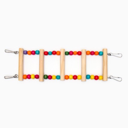Toy for birds "ladder with beads", 5 steps, 35 cm, mix of flowers