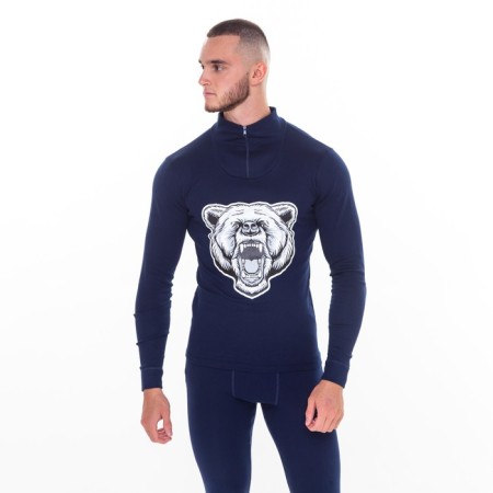 Male thermal underwear (fufaika, pants) print Bear, dark blue color, size 54-2