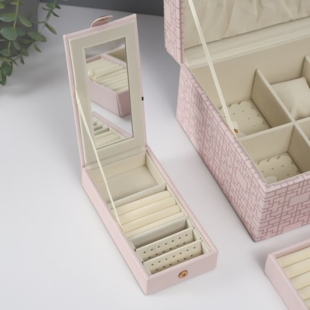 Casket to the leatherette to decorations the chest "Piece on sakura. Beige patterns" 26x20x13 cm-6