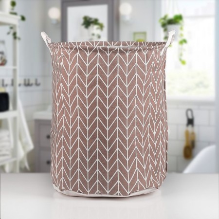 Basket Besnaya textile "Zigzag", 35 × 35 × 45 cm, brown color-3