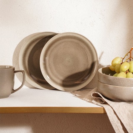 A set of porcelain plates SL Home "Molveno", D = 27 cm, brown color-6