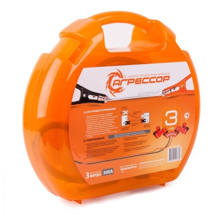 The wires are launch "aggressor", 100% copper, 300 a, frost -resistant, length 3 m., Plastic case-2