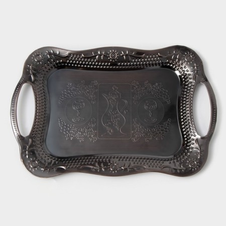 Stainless steel tray with handles "abundance", 38 × 25 × 2.5 cm, bronze color-1
