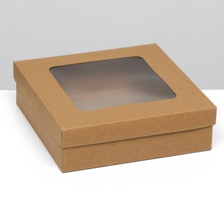The box is folding, the lid is, with a window, craft, 20 x 20 x 6 cm