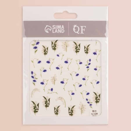 Nail stickers "flowers", white/purple/green color-2