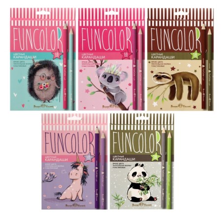 Pencils of 18 colors BrunovisConti. Funcolor, plastic, three -sided, mix