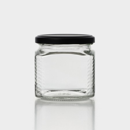 A set of glass cans with a black lid and label, TO-82, 0.39 L, 6 pcs-3
