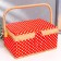 Casket for needlework "White peas on red" 13x17.5x24 cm