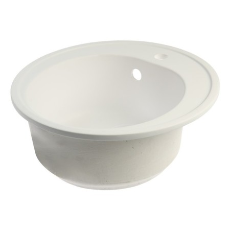Sin for a kitchen made of stone Zein 3/G31, D = 510 mm, round, overflow, white matte-4