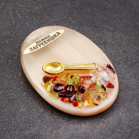 Magnet "Spoon of Zagrebushka", Selenite, Metal, Minerals, 5.1 x 3.5 cm-2
