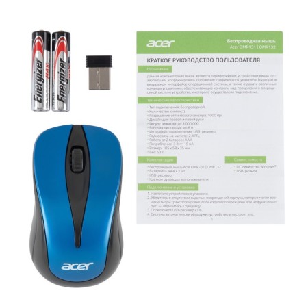 Acer OMR132 Blue/Black Optical (1000dpi) Wireless USB for a laptop (2but)-6