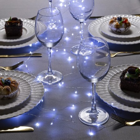 Garland "Mishura" 5 m Rosa, IP20, silver thread, 100 LED, glow white, 2 modes, AAH3