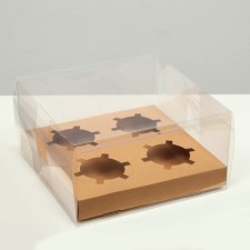 Box for 4 cupcakes, craft, 18.5 × 18 × 10 cm