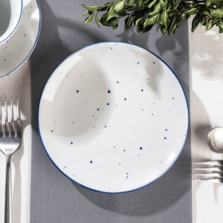 Porcelain plate flat dots nube, d = 16.5 cm, white color