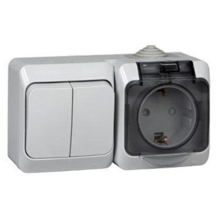Block, OP, Study Sche BPA16-242C, 2 Key, Euro Roset, IP44, Gray Color