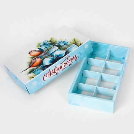 New Year. Box for 8 sweets, 9.8 x 17.7 x 3.5 cm, confectionery packaging-4